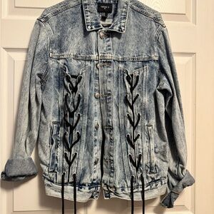 Forever 21 Blue Denim Jacket with Black Detailing